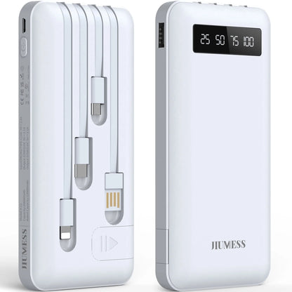 20000Mah Power Bank Portable Charger with Cables, USB Battery Pack for Iphone & Android Cell Phone